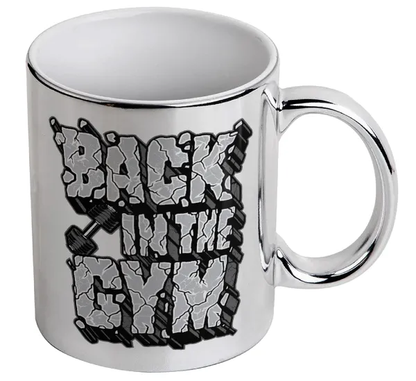 Back in the GYM — Κούπα κεραμική, ασημένια καθρέπτης, 330ml