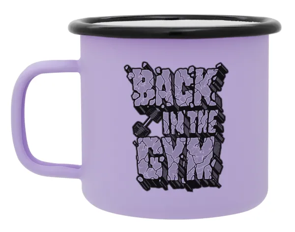 Back in the GYM — Metal enamel mug, matte light pastel purple, 360ml