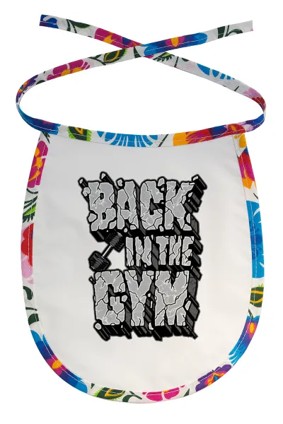 Back in the GYM — Stain-resistant baby bib with tie, multicoloured