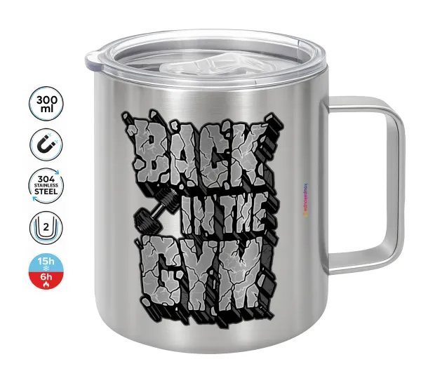 Back in the GYM — Double-walled stainless steel mug 300ml with temperature-retaining lid