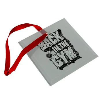 Back in the GYM, Στολίδι Χριστουγεννιάτικο στολίδι γυάλινο τετράγωνο 9x9cm