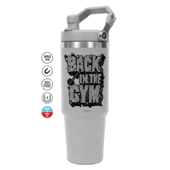 Back in the GYM, ΓΚΡΙ χρώματος Θερμός Ανοξείδωτο 890ml (30oz) με χερούλι