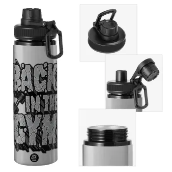Back in the GYM, Metallic water bottle with safety cap, 850ml aluminum