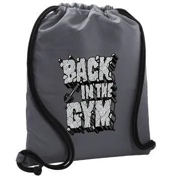 Back in the GYM, Τσάντα πλάτης πουγκί GYMBAG ΓΚΡΙ, με τσέπη (40x48cm) & χονδρά κορδόνια