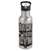 Water bottle Silver with straw, stainless steel 600ml