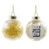 Στολίδι Χριστουγεννιάτικη μπάλα δένδρου διάφανη με χρυσό γέμισμα 8cm