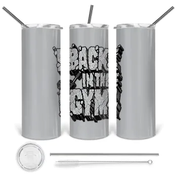 Back in the GYM, Tumbler stainless steel 600ml, with metal straw & cleaning brush