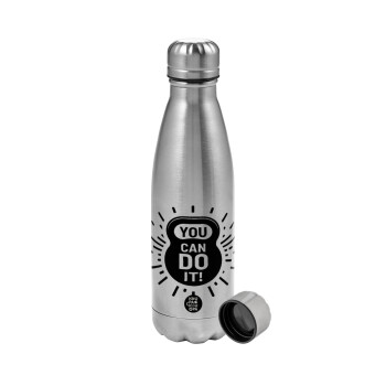You can do it, Metallic water bottle, stainless steel, 750ml