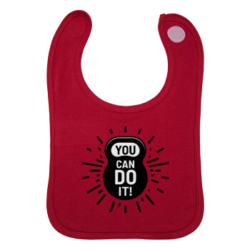 You can do it, Σαλιάρα με Σκρατς Κόκκινη 100% Organic Cotton (0-18 months)