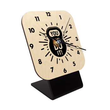 You can do it, Quartz Table clock in natural wood (10cm)