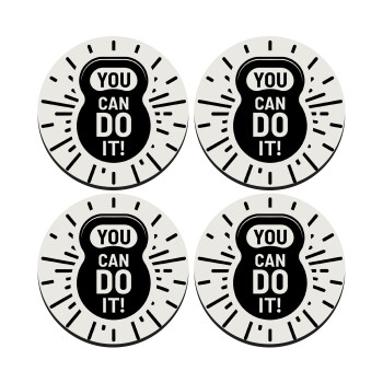 You can do it, SET of 4 round wooden coasters (9cm)