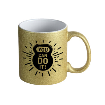 You can do it, Κούπα Χρυσή Glitter που γυαλίζει, κεραμική, 330ml