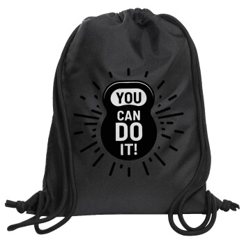 You can do it, Τσάντα πλάτης πουγκί GYMBAG Μαύρη, με τσέπη (40x48cm) & χονδρά κορδόνια