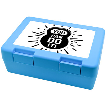 You can do it, Children's cookie container LIGHT BLUE 185x128x65mm (BPA free plastic)