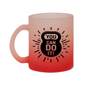 You can do it, Κούπα γυάλινη δίχρωμη με βάση το κόκκινο ματ, 330ml