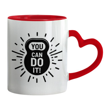 You can do it, Mug heart red handle, ceramic, 330ml