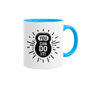 You can do it, Mug colored light blue, ceramic, 330ml
