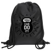 Backpack pouch GYMBAG Black, with pocket (40x48cm) & thick cords