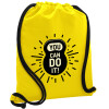 Backpack pouch GYMBAG Yellow, with pocket (40x48cm) & thick cords