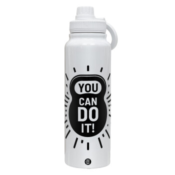 You can do it, 1L Stainless Steel Thermal Bottle with Phone Holder & Double Wall Insulation