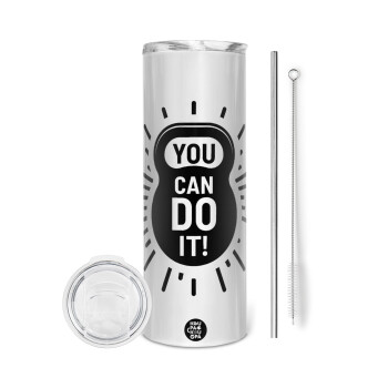 You can do it, Eco friendly stainless steel tumbler 600ml, with metal straw & cleaning brush
