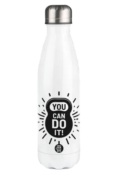 You can do it — Μεταλλικό παγούρι θερμός Λευκό (Stainless steel), διπλού τοιχώματος, 500ml