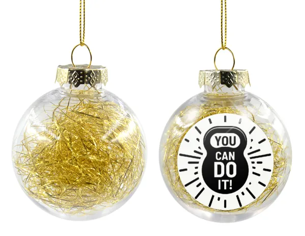You can do it — Transparent Christmas tree ball ornament with gold filling 8cm