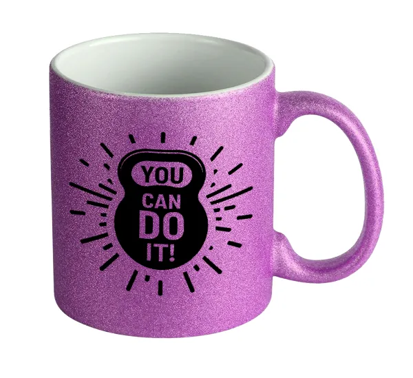 You can do it — Κούπα Μωβ Glitter που γυαλίζει, κεραμική, 330ml