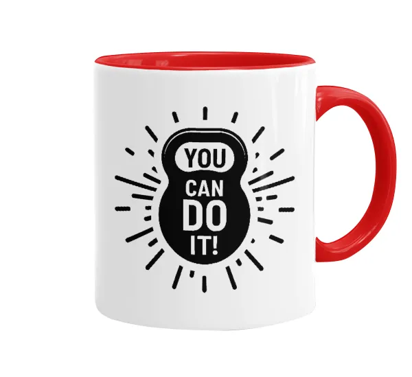 You can do it — Κούπα χρωματιστή κόκκινη, κεραμική, 330ml