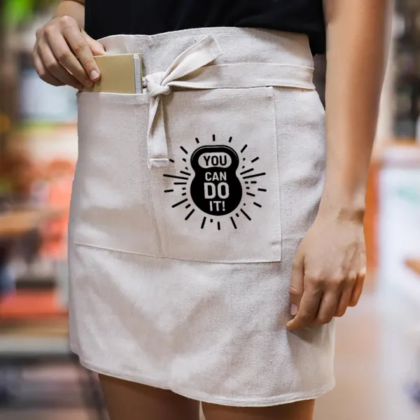 You can do it — Waist apron with double pocket, barista/bartender, beige