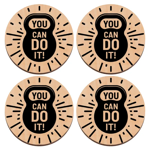 You can do it — Set of 4 round plywood coasters (9cm)