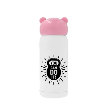 You can do it, Pink stainless steel thermal flask, 320ml