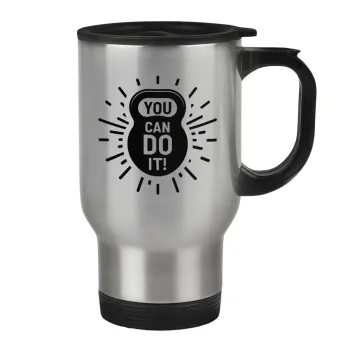 You can do it, Stainless steel travel mug with lid, double wall 450ml