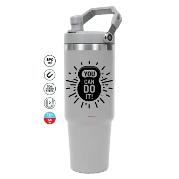 You can do it, ΓΚΡΙ χρώματος Θερμός Ανοξείδωτο 890ml (30oz) με χερούλι