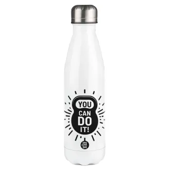 You can do it, Μεταλλικό παγούρι θερμός Λευκό (Stainless steel), διπλού τοιχώματος, 500ml