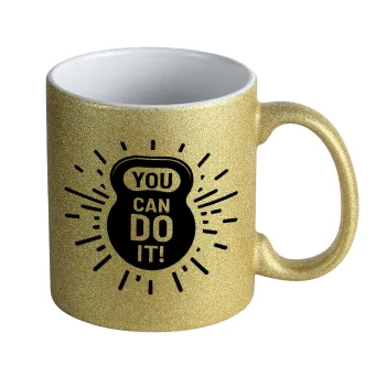 You can do it, Κούπα Χρυσή Glitter που γυαλίζει, κεραμική, 330ml