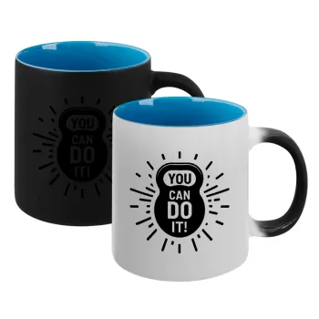 You can do it, Κούπα Μαγική εσωτερικό μπλε, κεραμική 330ml που αλλάζει χρώμα με το ζεστό ρόφημα