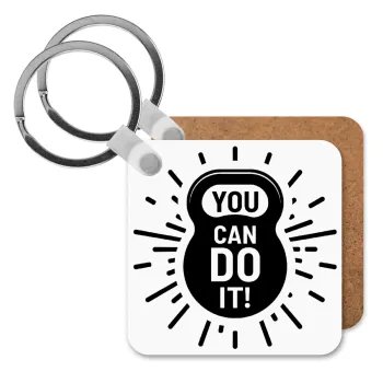 You can do it, Μπρελόκ Ξύλινο τετράγωνο MDF