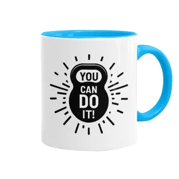 You can do it, Κούπα χρωματιστή γαλάζια, κεραμική, 330ml