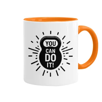 You can do it, Κούπα χρωματιστή πορτοκαλί, κεραμική, 330ml
