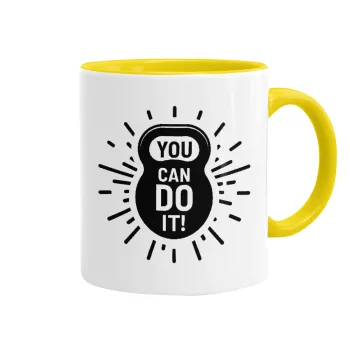 You can do it, Κούπα χρωματιστή κίτρινη, κεραμική, 330ml