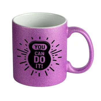 You can do it, Κούπα Μωβ Glitter που γυαλίζει, κεραμική, 330ml