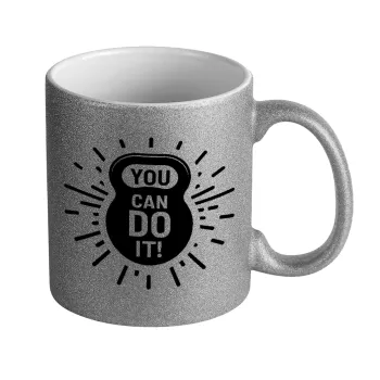 You can do it, Κούπα Ασημένια Glitter που γυαλίζει, κεραμική, 330ml