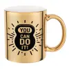Mug ceramic, gold mirror, 330ml