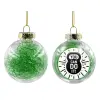 Στολίδι Χριστουγεννιάτικη μπάλα δένδρου διάφανη με πράσινο γέμισμα 8cm
