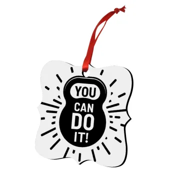 You can do it, Στολίδι Χριστουγεννιάτικο στολίδι polygon ξύλινο 7.5cm