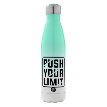 Push your limit, Metal mug thermos Green/White (Stainless steel), double wall, 500ml