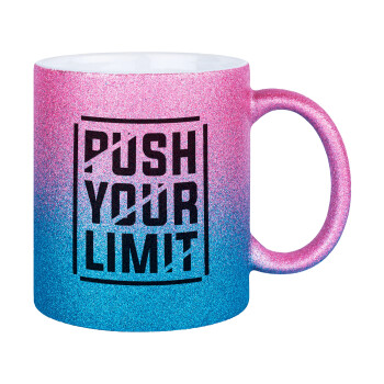 Push your limit, Κούπα Χρυσή/Μπλε Glitter, κεραμική, 330ml