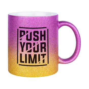 Push your limit, Κούπα Χρυσή/Ροζ Glitter, κεραμική, 330ml