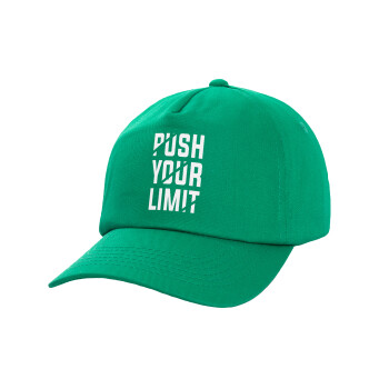 Push your limit, Children's Baseball Cap, 100% Cotton Twill, Green (COTTON, CHILDREN'S, UNISEX, ONE SIZE)